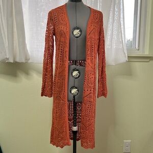 Chelsea & Theodore Terracotta Crochet Cardigan